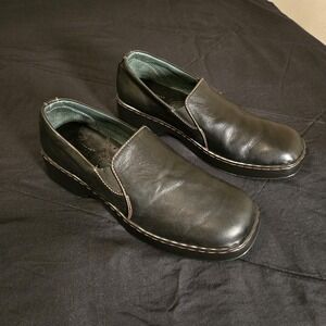 Born Shoes Womens Size 11.5W 43 Black Leather Clogs Comfort Slip On Casual Wide